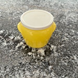 Glasbake McKee honey whip jar pot with lid - yellow